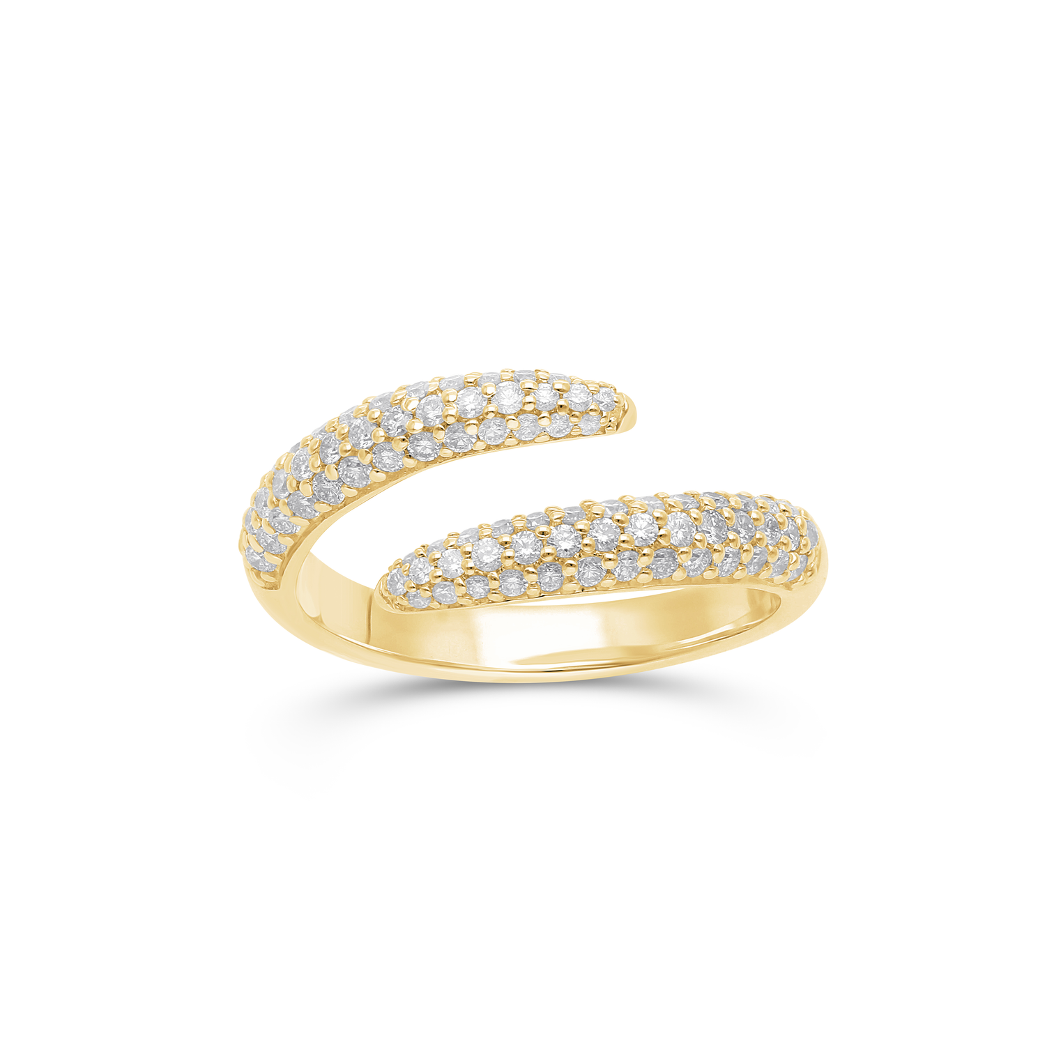 14K Yellow Gold Pavé Diamond Bypass Ring